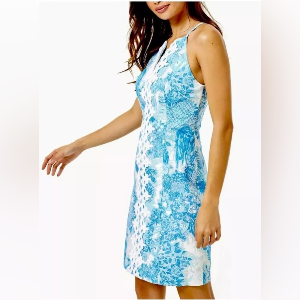 EUC Lilly Pulitzer Pearl Stretch Shift Dress “Toile Me About It” Size 4